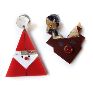 Orecchini xmas origami Babbo natale e Rudolph