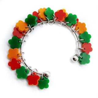 Rigid bracelet with colorful flowers
