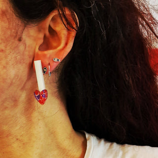 Long heart lobe earrings