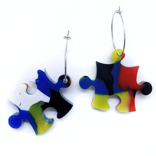 Recycled acrylic puzzle earrings