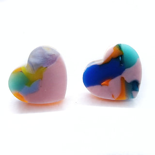 Heart lobe earrings in recycled acrylic