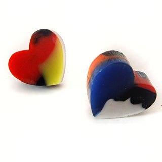 Heart lobe earrings in recycled acrylic
