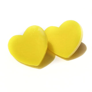 orecchini lobo cuore in plexiglass giallo