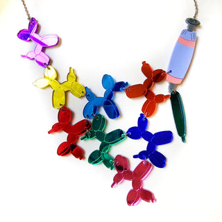 Air balloon dog statement necklace
