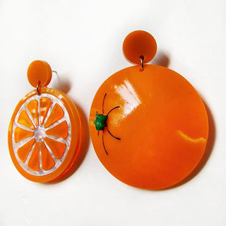 Orecchini arancia in plexiglass arancione