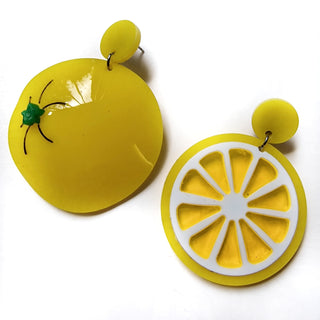 Orecchini limone in plexiglass giallo