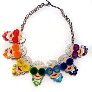 Rainbow Iris statement necklace