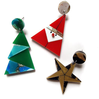 Xmas origami Santa and Rudolph earrings