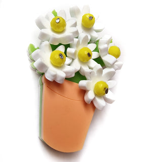 Pot with daisies brooch