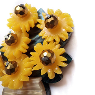 Sunflowers acrylic necklace-brooch Van Gogh inspired