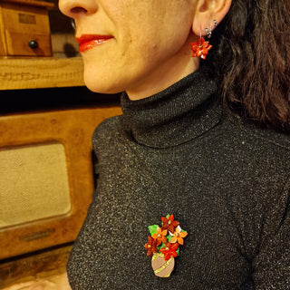 Poinsettia hoop earrings