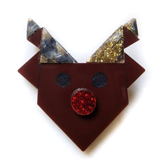 Origami rudolph brooch