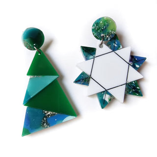Orecchini xmas origami albero di Natale e stella