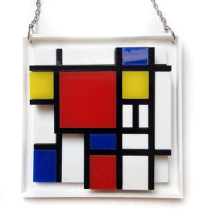 Necklace-brooch Mondrian inspired 