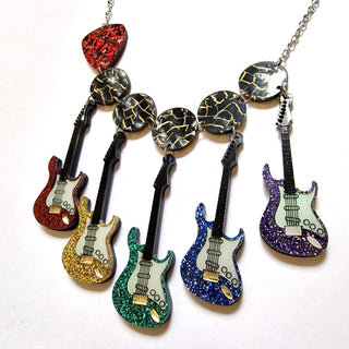 Electric guitar statement necklace 