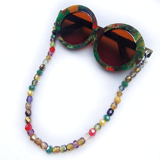 Recycled acrylic eyewear brooch in autumn colors