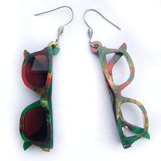 Nerd eyewear earrings recycled acrylic in autumn colors