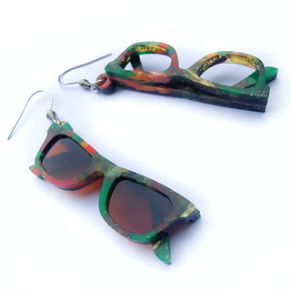 Nerd eyewear earrings recycled acrylic in autumn colors