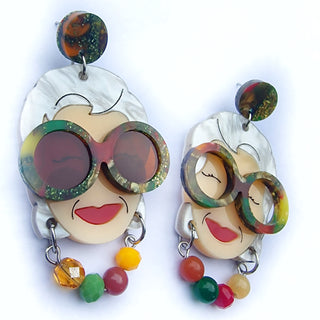 Recycled acrylic Iris earrings in autumn colors