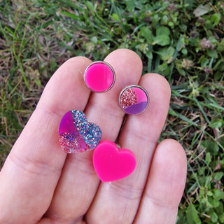 Piercing-style earrings made from recycled acrylic