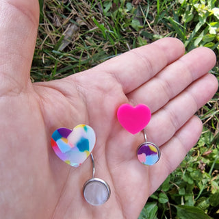 Piercing-style earrings made from recycled acrylic