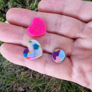 Piercing-style earrings made from recycled acrylic
