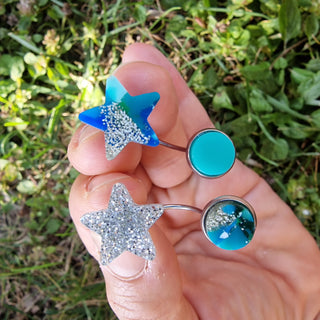 Piercing-style earrings made from recycled acrylic