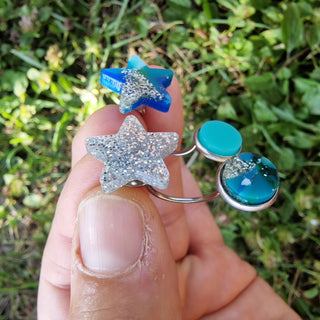 Piercing-style earrings made from recycled acrylic