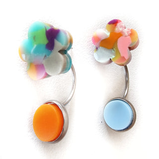 Piercing-style earrings made from recycled acrylic