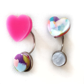 Piercing-style earrings made from recycled acrylic