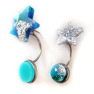 Piercing-style earrings made from recycled acrylic