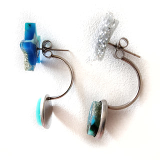Piercing-style earrings made from recycled acrylic