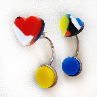Piercing-style earrings made from recycled acrylic