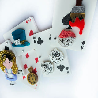 Alice and deck of cards statement necklace