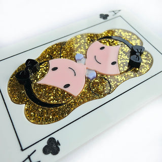 Alice playing card brooch