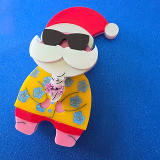 Santa in Hawaii Brooch