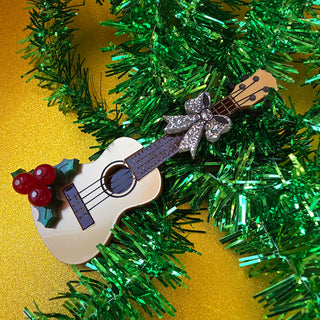 TIKI Christmas Ukulele Brooch