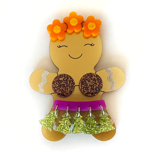 Hula Dancer Gingerbread Brooch
