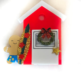 Spilla biscottino surfista e cabina spiaggia