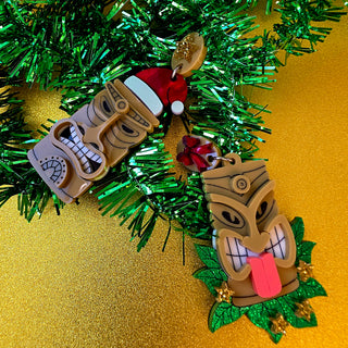 TIKI Christmas Mask Earrings