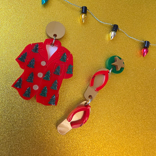 Christmas Shirt and Flip-Flop Earrings