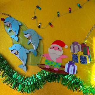 Collana Babbo Natale surfista