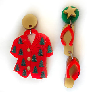 Christmas Shirt and Flip-Flop Earrings