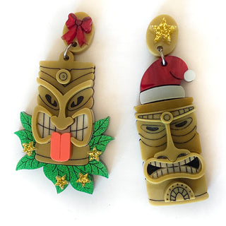 TIKI Christmas Mask Earrings