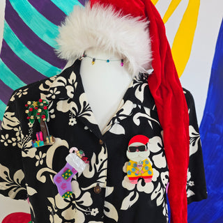 Santa in Hawaii Brooch