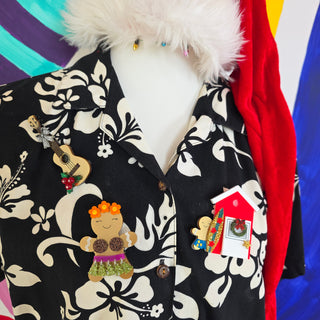 TIKI Christmas Ukulele Brooch