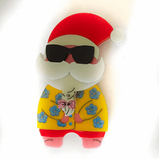 Santa in Hawaii Brooch