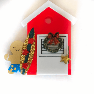 Spilla biscottino surfista e cabina spiaggia