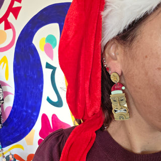 TIKI Christmas Mask Earrings