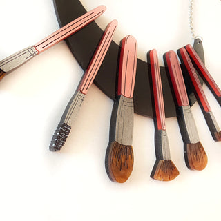 Makeup brush statement necklace